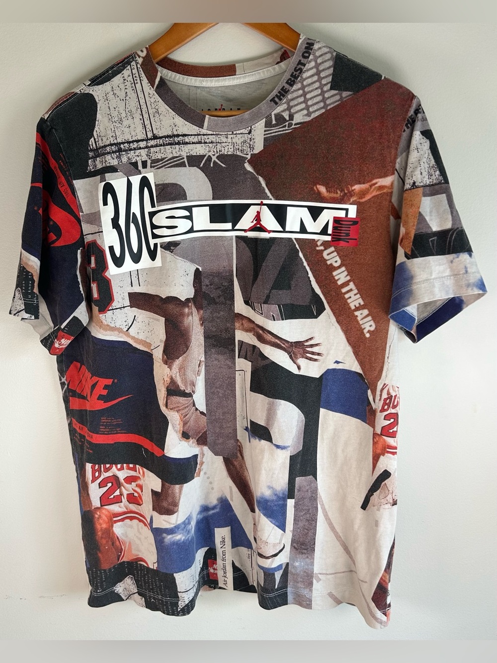 Nike Air Jordan Men’s T-shirt Size L 360 Slam Dunk All Over Print Retro Cotton - Picture 1 of 8